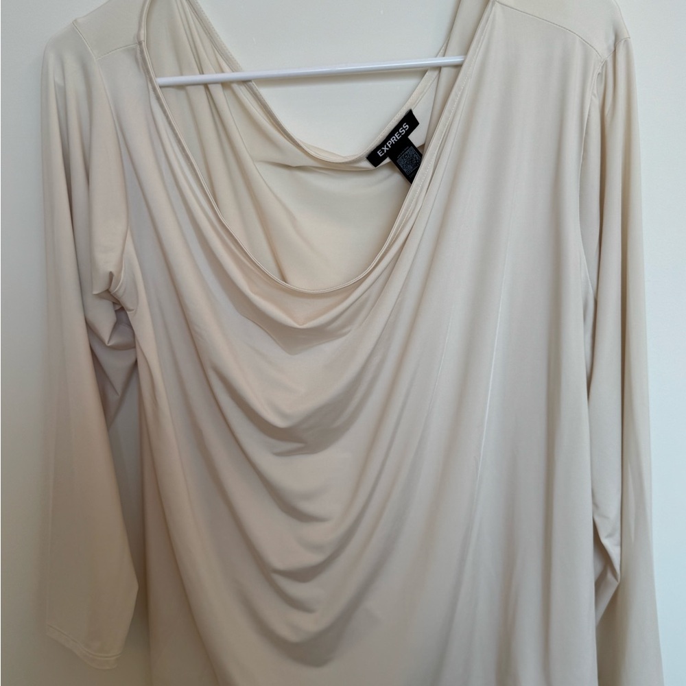 Express Cream Draped Blouse